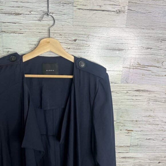 Elodie Drapey Collared Jacket coat trench blue size xl - Picture 4 of 7